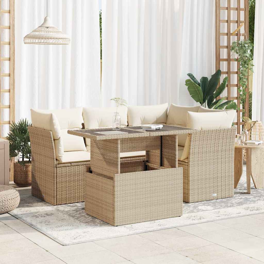 Set Mobilier De Grădină Cu Perne, 5 Piese, , Poliratan