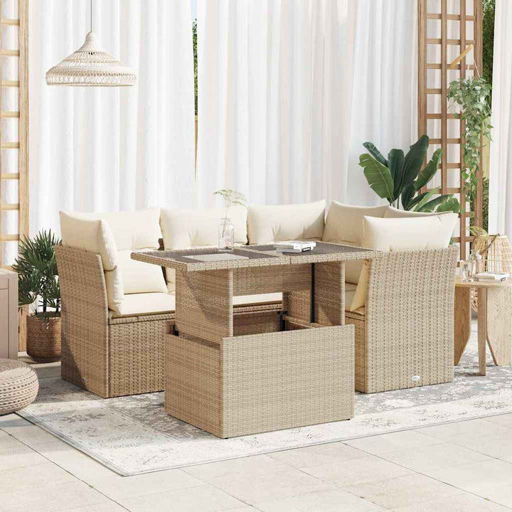Set Mobilier De Grădină Cu Perne, 5 Piese, , Poliratan
