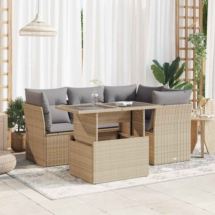Set Mobilier De Grădină Cu Perne, 5 Piese, , Poliratan