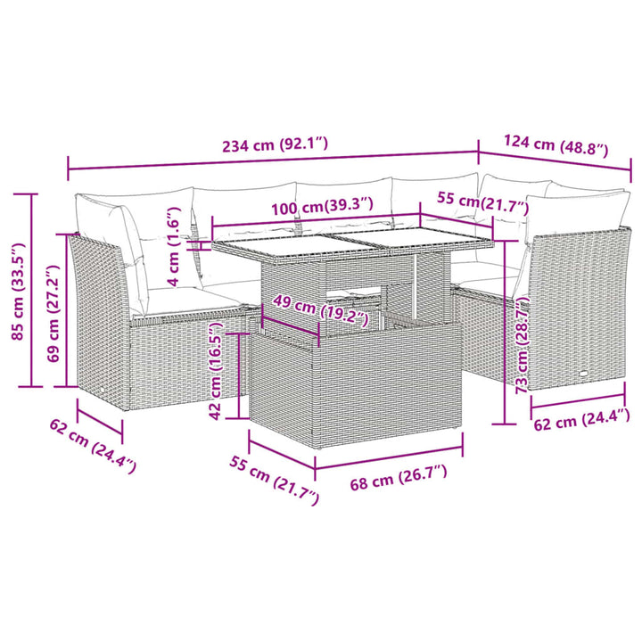 Set Mobilier De Grădină Cu Perne, 6 Piese, , Poliratan