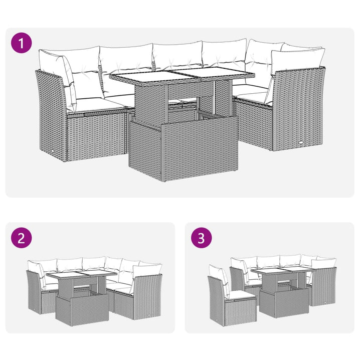 Set Mobilier De Grădină Cu Perne, 6 Piese, , Poliratan