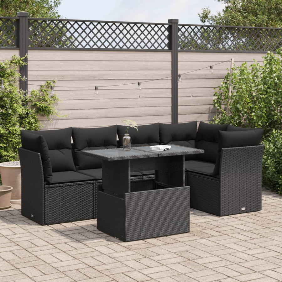 Set Mobilier De Grădină Cu Perne, 6 Piese, , Poliratan