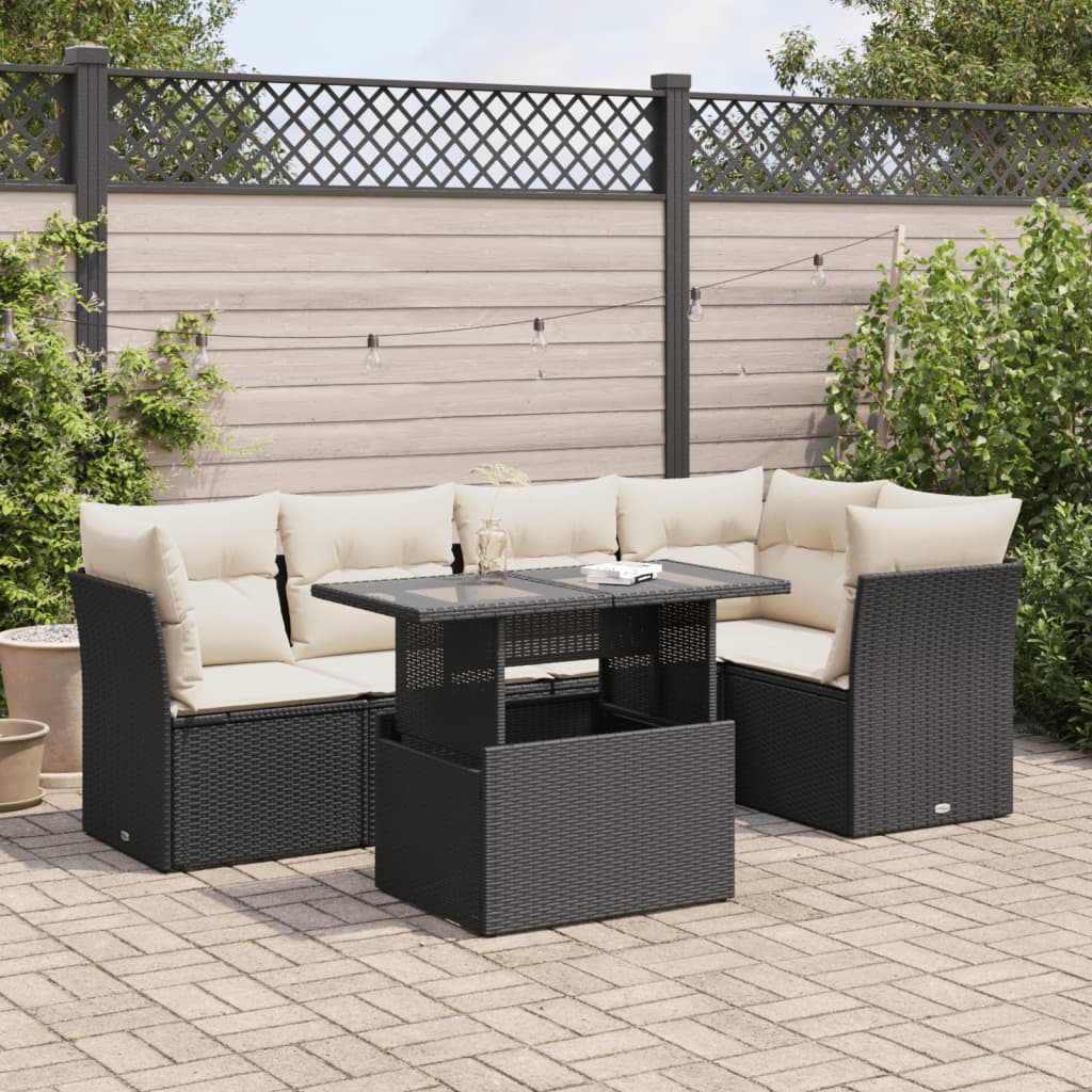 Set Mobilier De Grădină Cu Perne, 6 Piese, , Poliratan