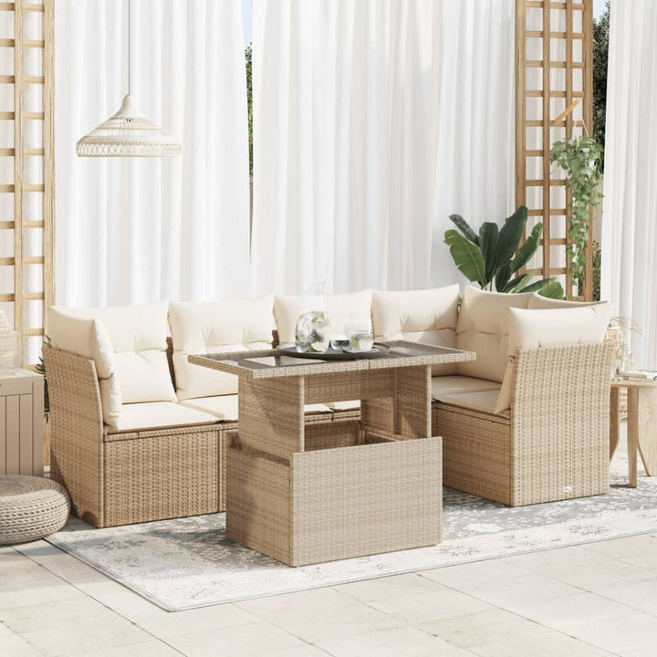 Set Mobilier De Grădină Cu Perne, 6 Piese, , Poliratan