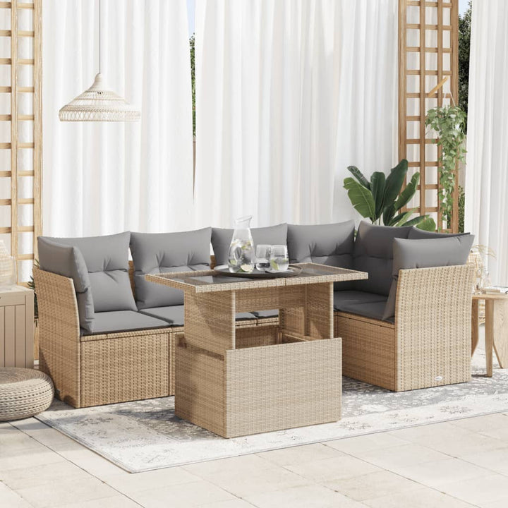 Set Mobilier De Grădină Cu Perne, 6 Piese, , Poliratan