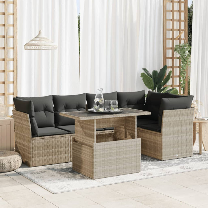 Set Mobilier De Grădină Cu Perne, 6 Piese, , Poliratan