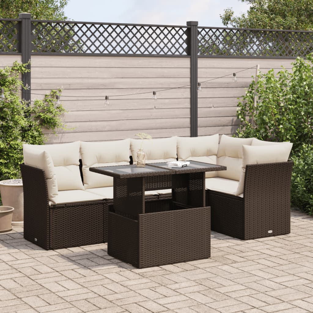 Set Mobilier De Grădină Cu Perne, 6 Piese, , Poliratan