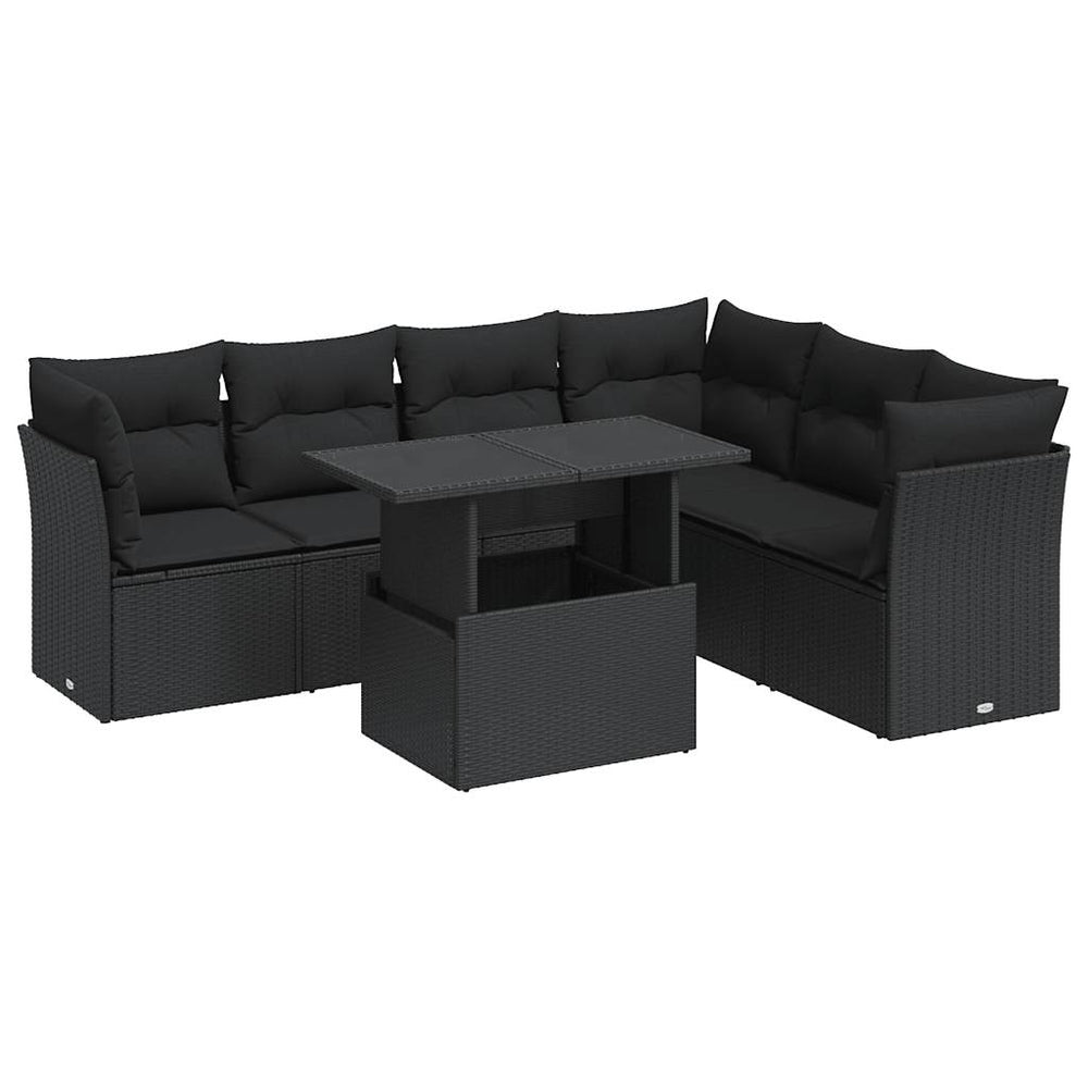 Set Canapele De Grădină Cu Perne, 7 Piese, , Poliratan