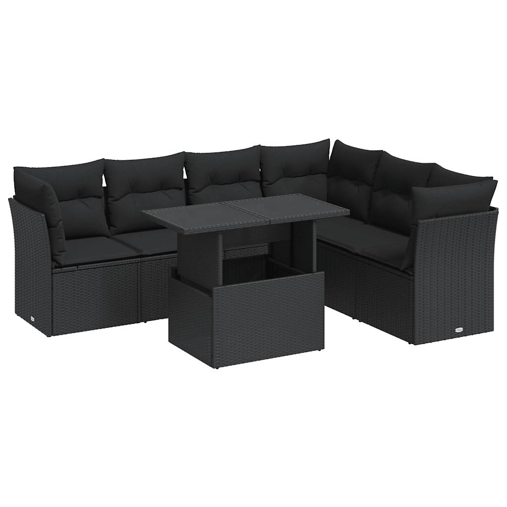 Set Canapele De Grădină Cu Perne, 7 Piese, , Poliratan