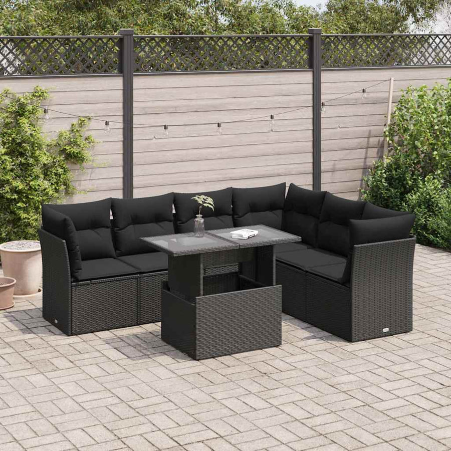 Set Canapele De Grădină Cu Perne, 7 Piese, , Poliratan