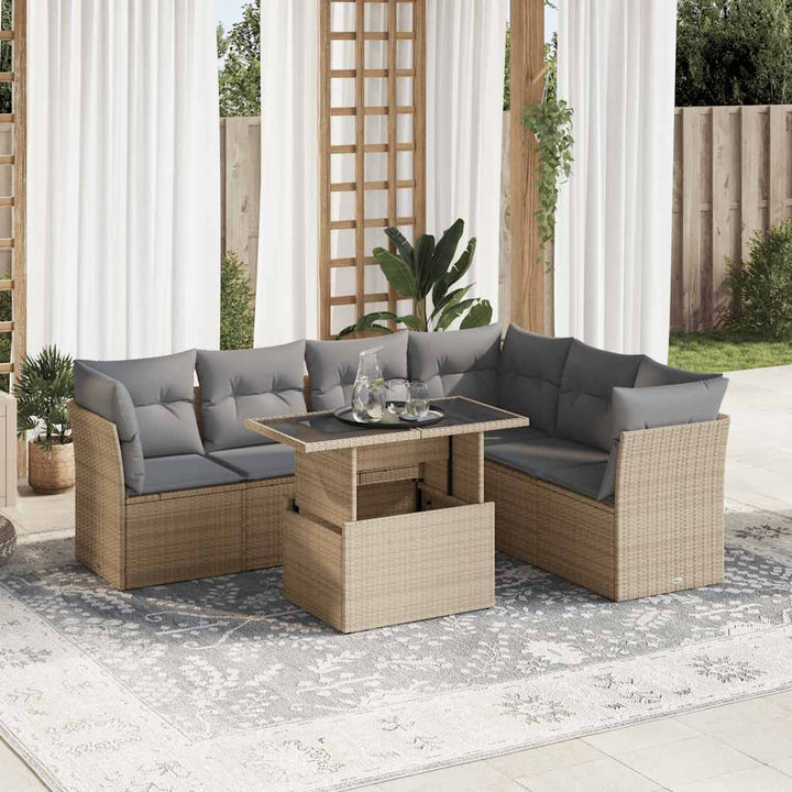 Set Canapele De Grădină Cu Perne, 7 Piese, , Poliratan