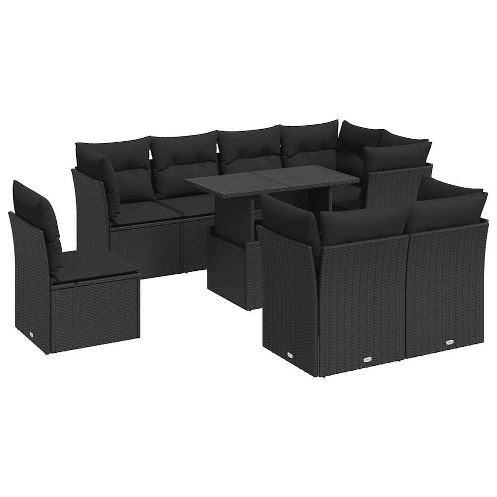 Set Mobilier De Grădină Cu Perne, 9 Piese, , Poliratan