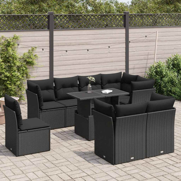 Set Canapele De Grădină, 9 Piese, Cu Perne, , Poliratan