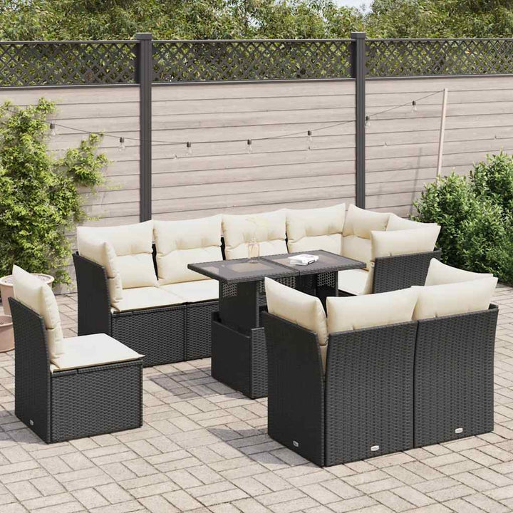 Set Mobilier De Grădină Cu Perne, 9 Piese, , Poliratan