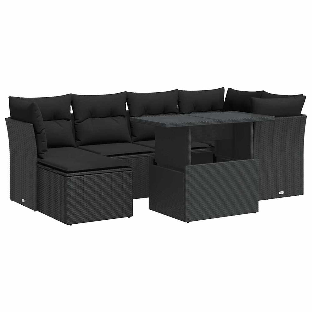 Set Canapele De Grădină Cu Perne, 7 Piese, , Poliratan