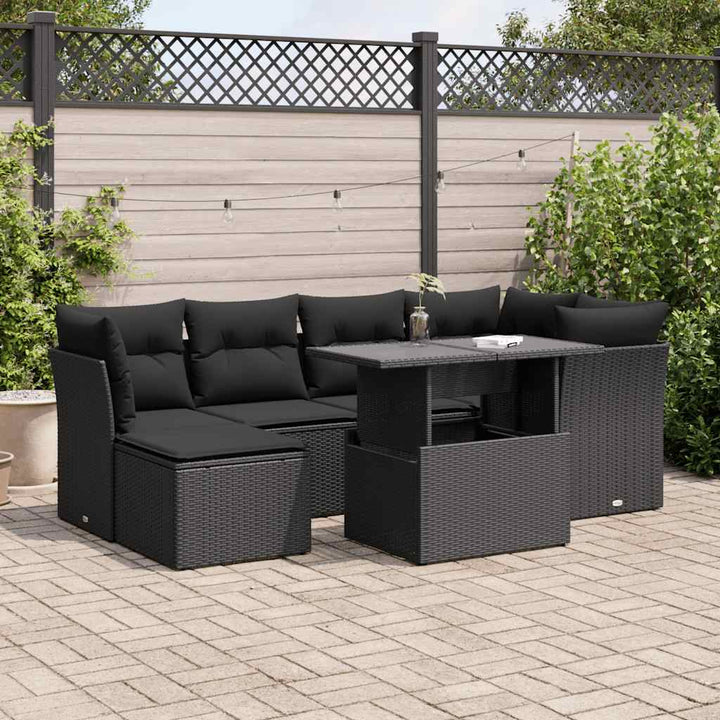 Set Canapele De Grădină Cu Perne, 7 Piese, , Poliratan