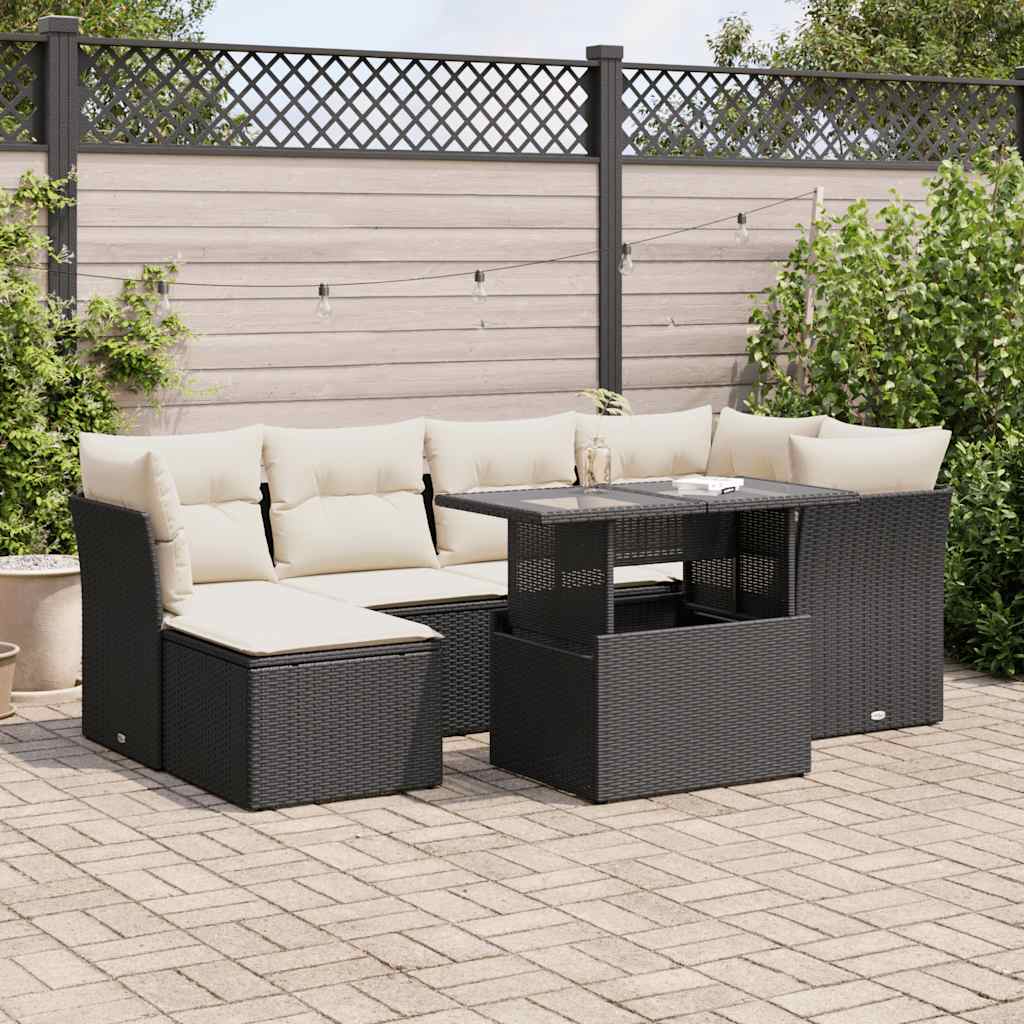 Set Canapele De Grădină Cu Perne, 7 Piese, , Poliratan