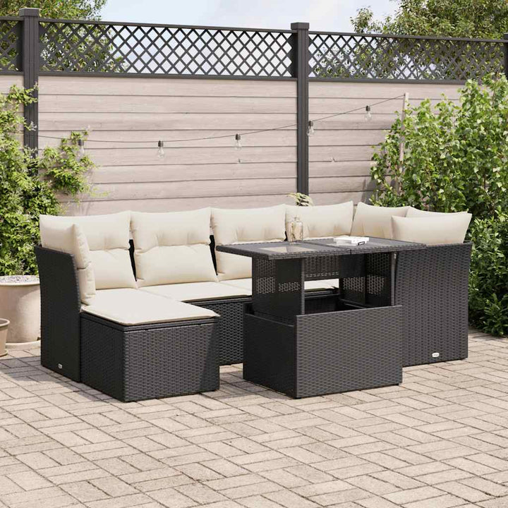 Set Canapele De Grădină Cu Perne, 7 Piese, , Poliratan