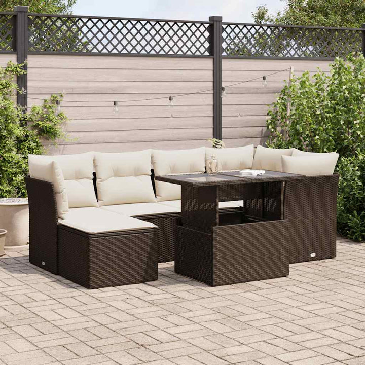 Set Canapele De Grădină Cu Perne, 7 Piese, , Poliratan