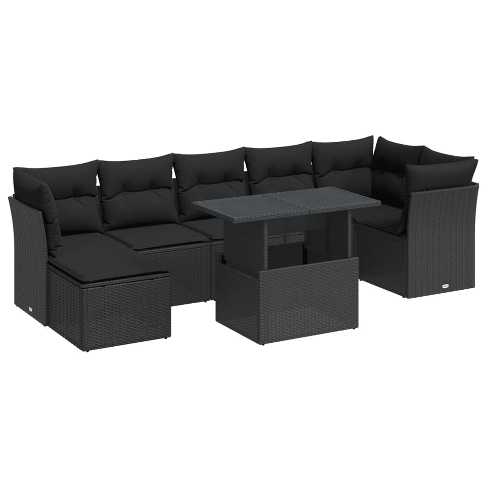 Set Mobilier De Grădină Cu Perne, 8 Piese, , Poliratan