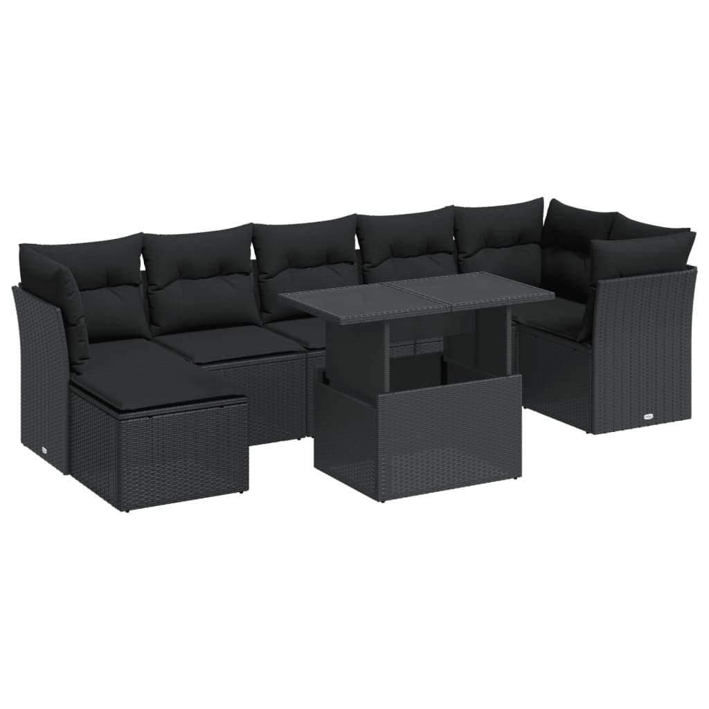 Set Mobilier De Grădină Cu Perne, 8 Piese, , Poliratan