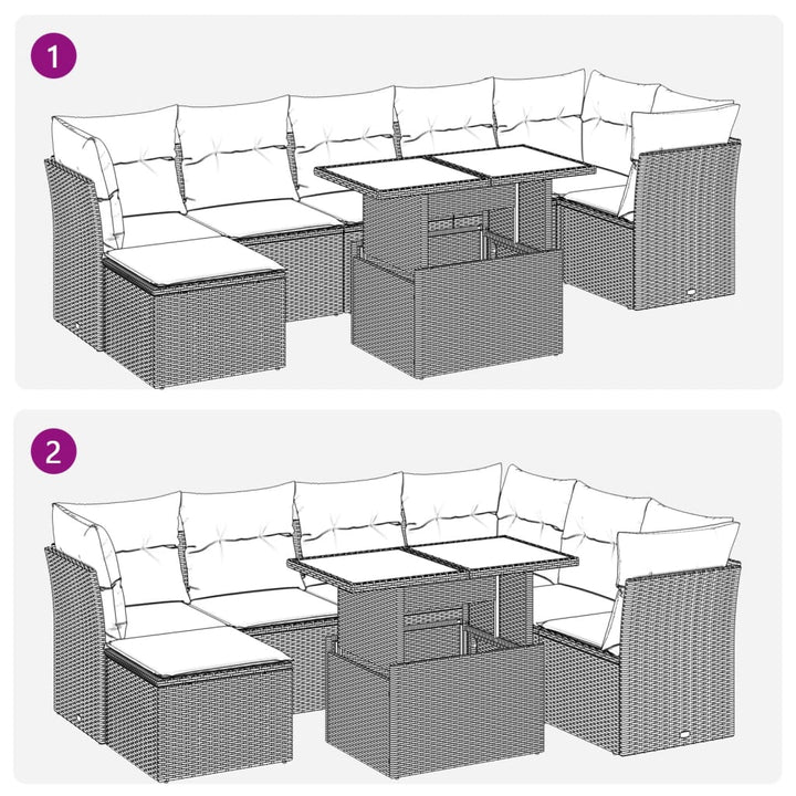 Set Mobilier De Grădină Cu Perne, 8 Piese, , Poliratan