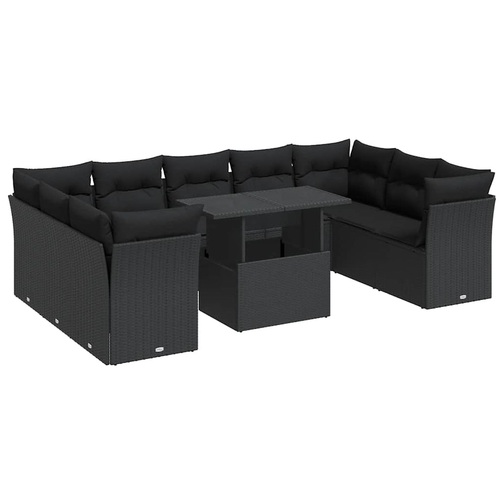 Set Canapele De Grădină Cu Perne, 10 Piese, , Poliratan