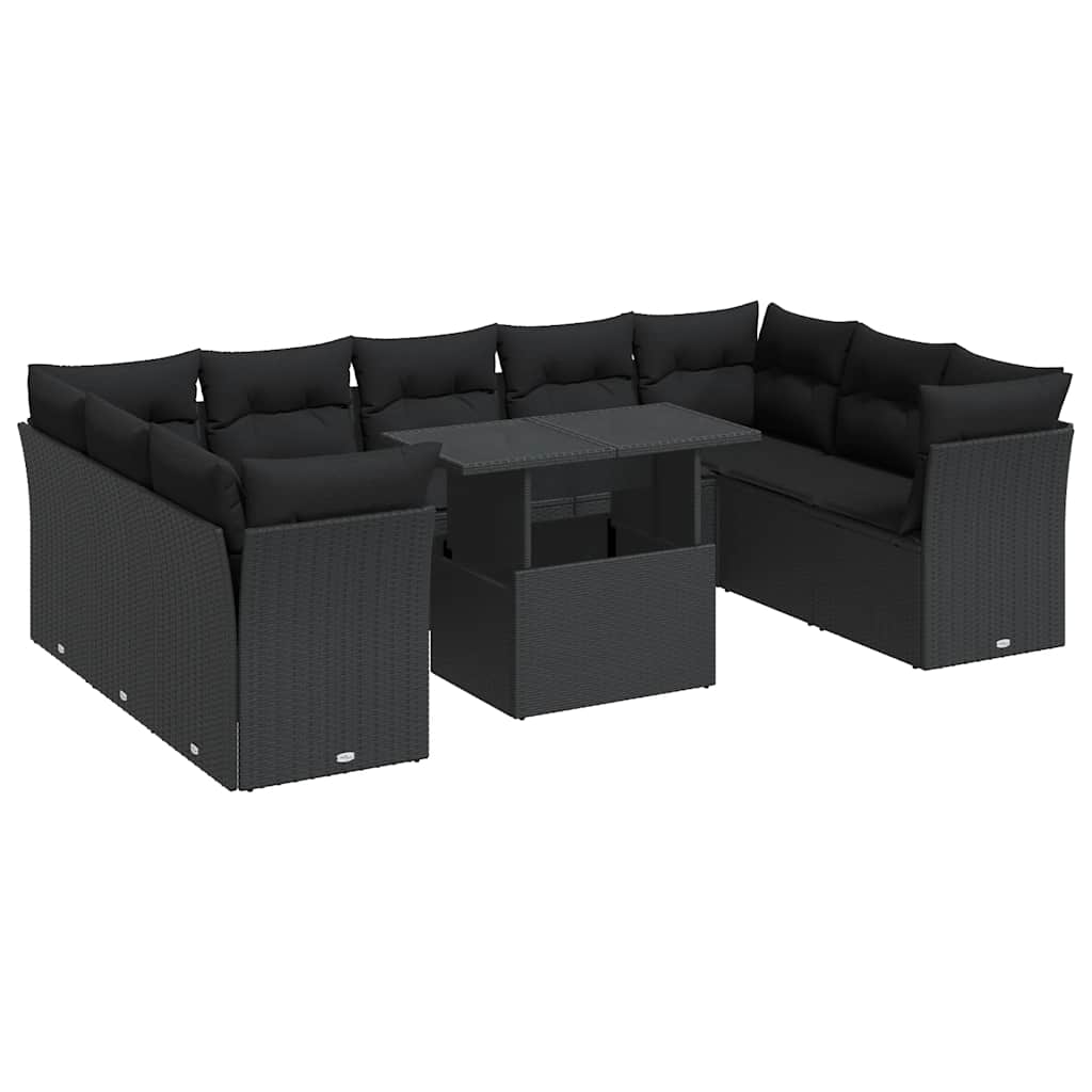 Set Canapele De Grădină Cu Perne, 10 Piese, , Poliratan