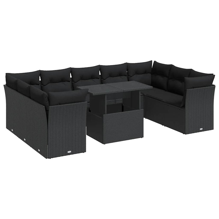 Set Canapele De Grădină Cu Perne, 10 Piese, , Poliratan