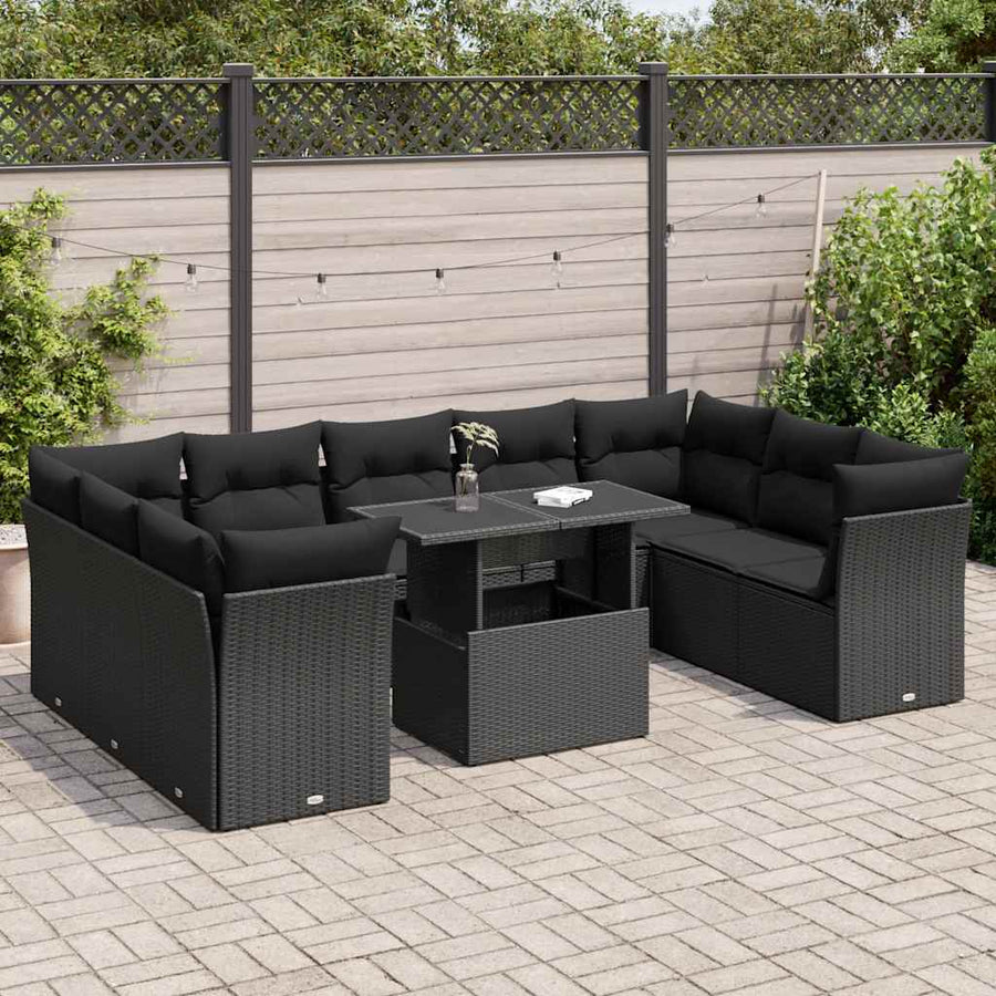 Set Canapele De Grădină Cu Perne, 10 Piese, , Poliratan