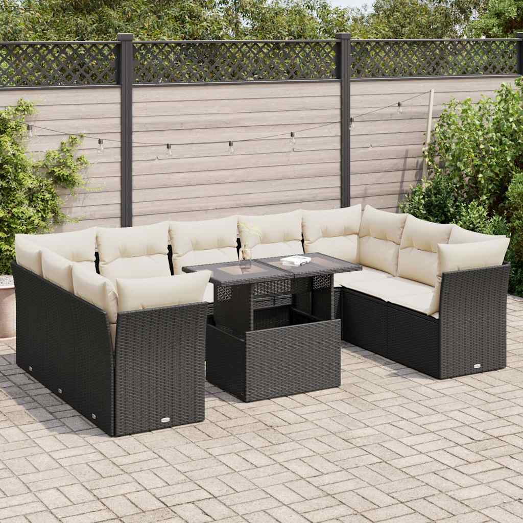 Set Canapele De Grădină Cu Perne, 10 Piese, , Poliratan