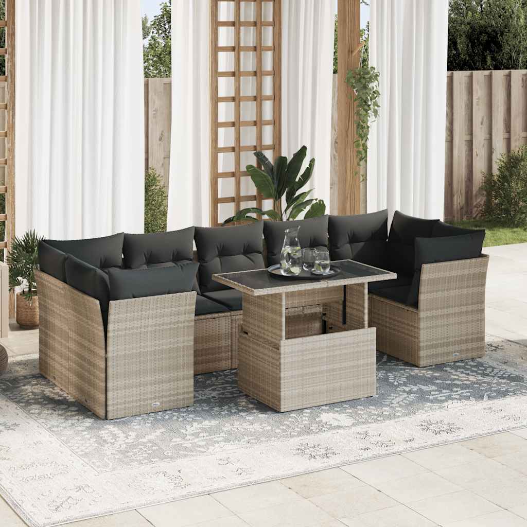Set Canapele De Grădină Cu Perne, 10 Piese, , Poliratan
