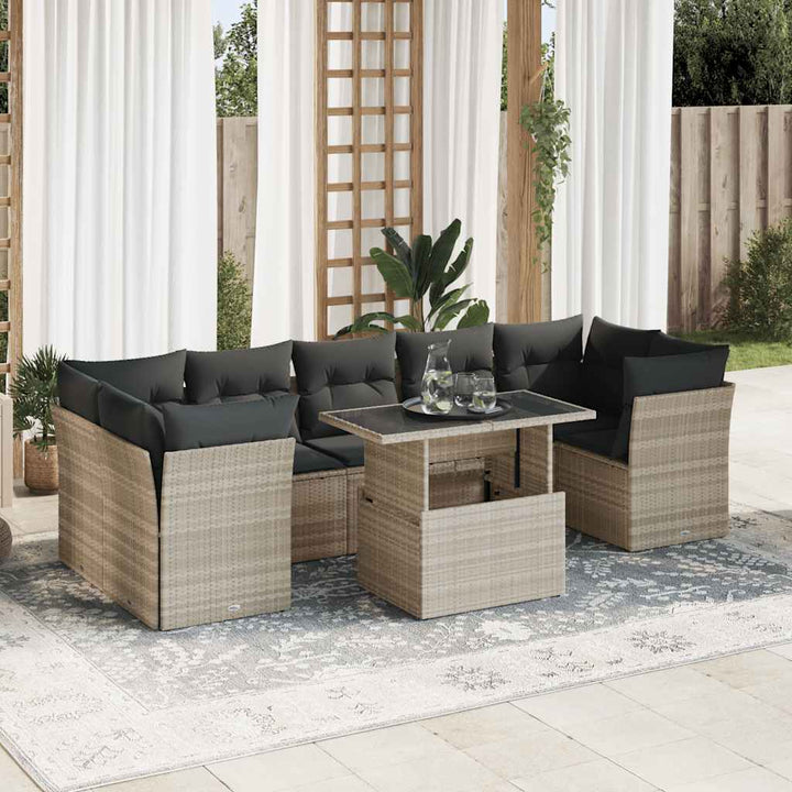 Set Canapele De Grădină Cu Perne, 10 Piese, , Poliratan