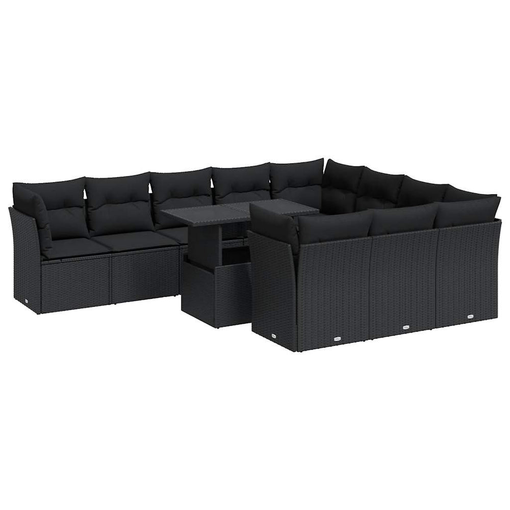 Set Canapele De Grădină Cu Perne, 11 Piese, , Poliratan