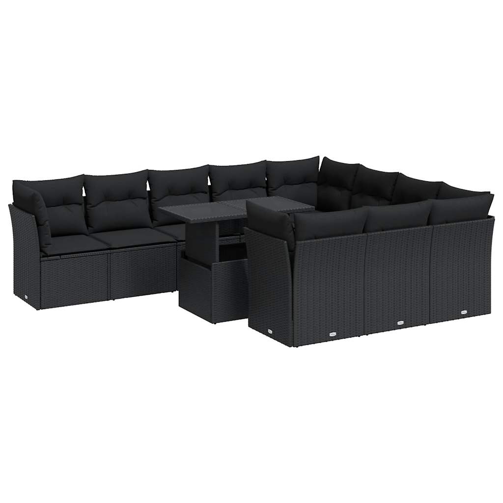 Set Canapele De Grădină Cu Perne, 11 Piese, , Poliratan