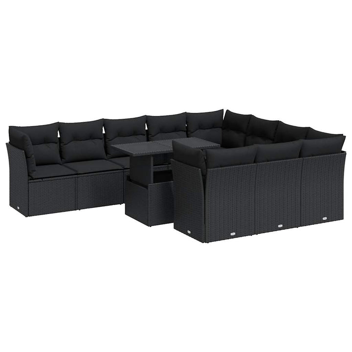 Set Canapele De Grădină Cu Perne, 11 Piese, , Poliratan