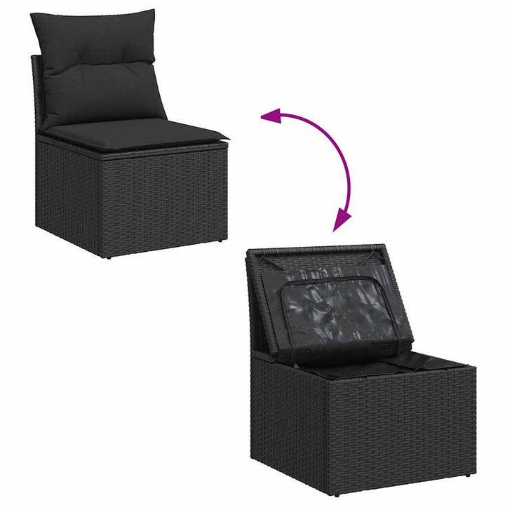 Set Canapele De Grădină Cu Perne, 11 Piese, , Poliratan