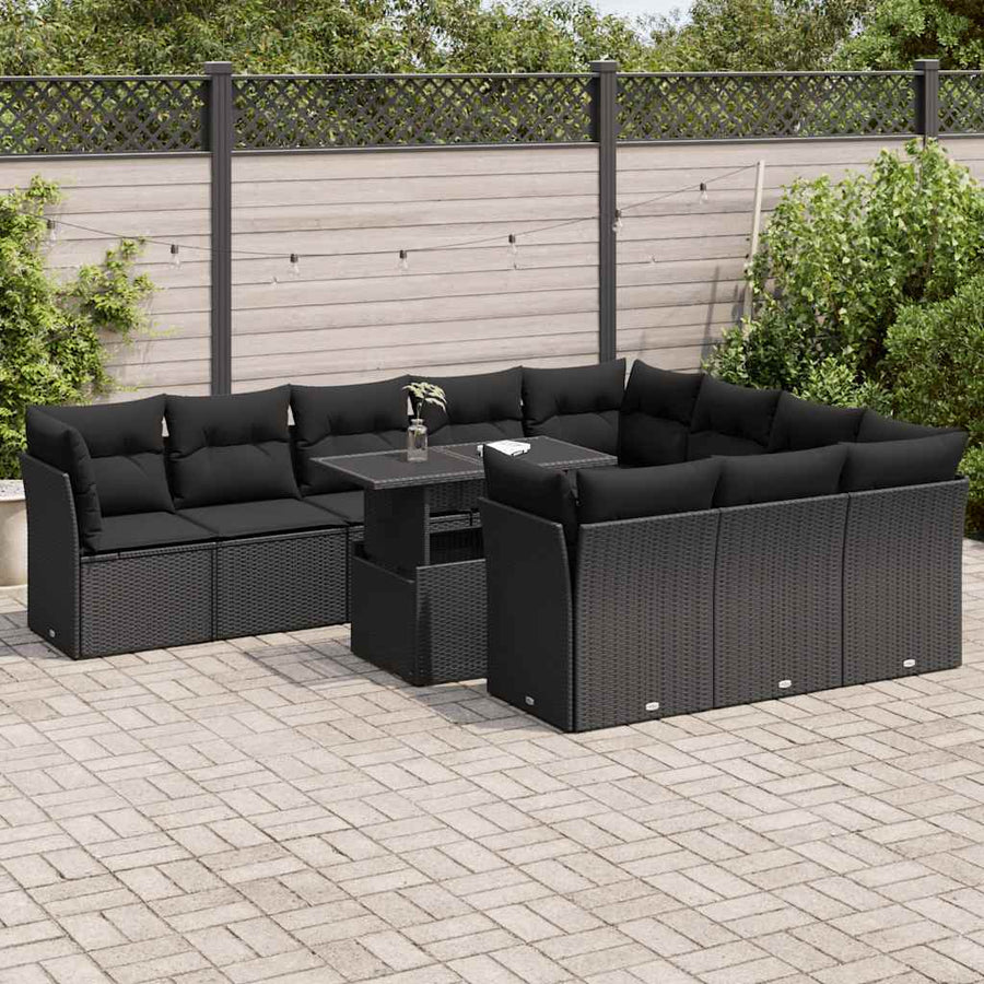 Set Canapele De Grădină Cu Perne, 11 Piese, , Poliratan