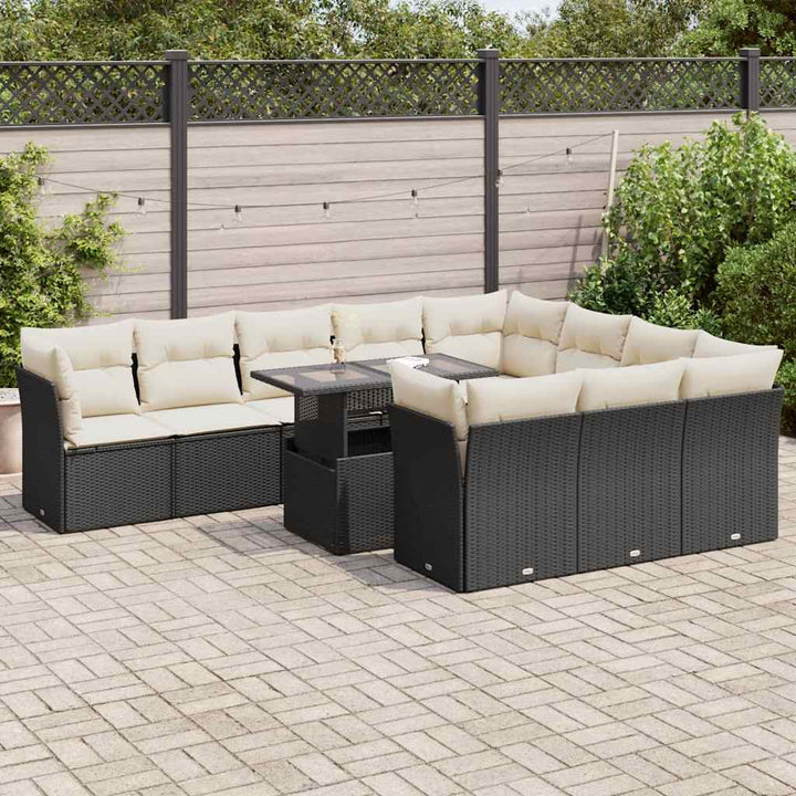 Set Canapele De Grădină Cu Perne, 11 Piese, , Poliratan