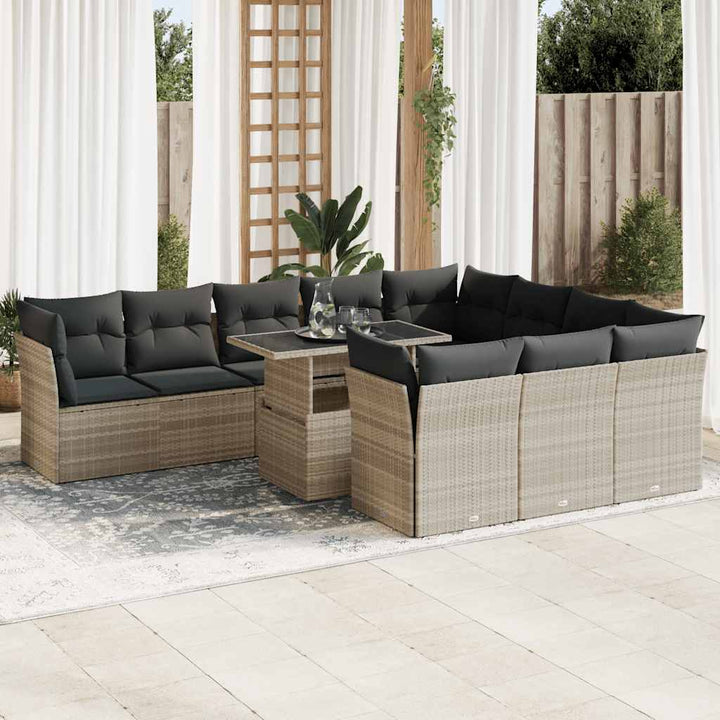 Set Canapele De Grădină Cu Perne, 11 Piese, , Poliratan