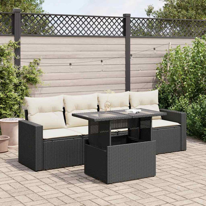 Set Canapea De Grădină Cu Perne, 5 Piese, , Poliratan