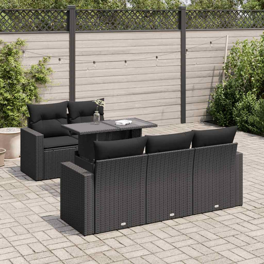 Set Mobilier De Grădină Cu Perne, 6 Piese, , Poliratan