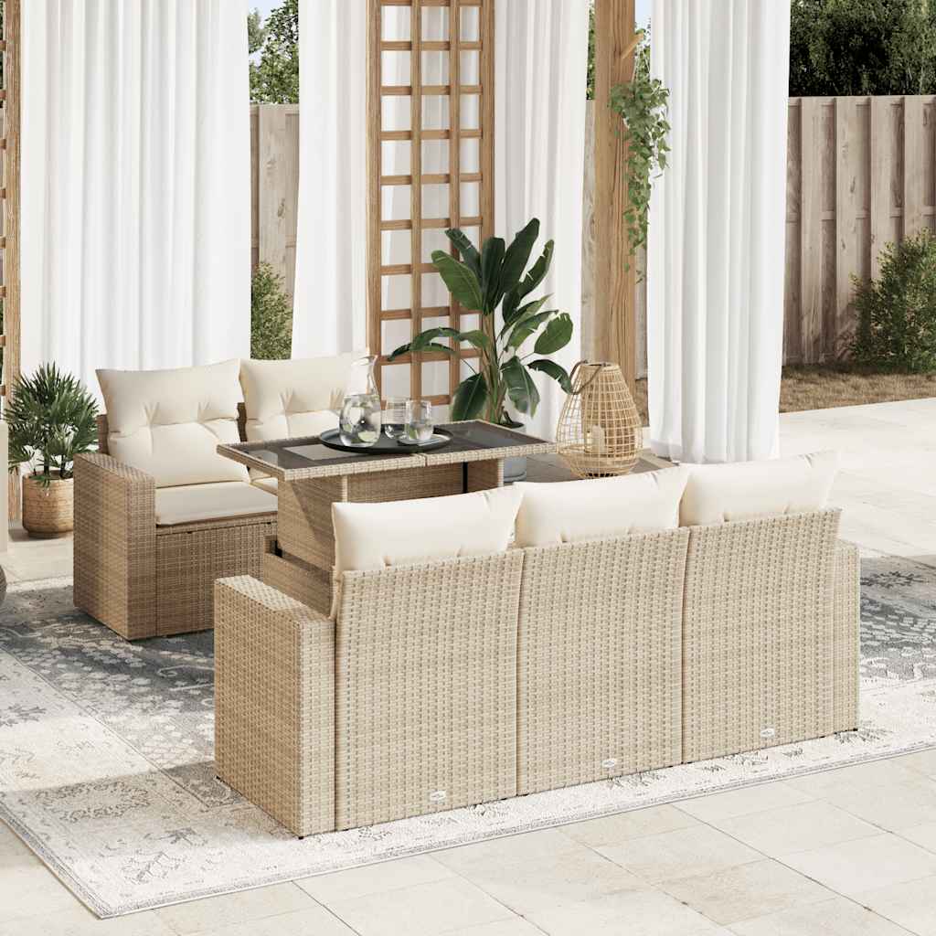 Set Mobilier De Grădină Cu Perne, 6 Piese, , Poliratan