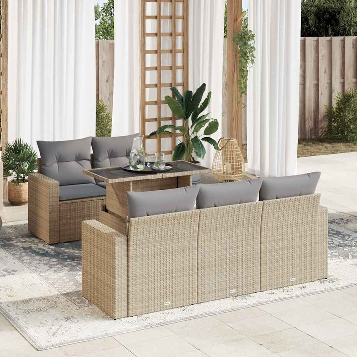 Set Mobilier De Grădină Cu Perne, 6 Piese, , Poliratan