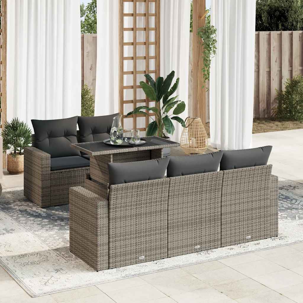 Set Mobilier De Grădină Cu Perne, 6 Piese, , Poliratan