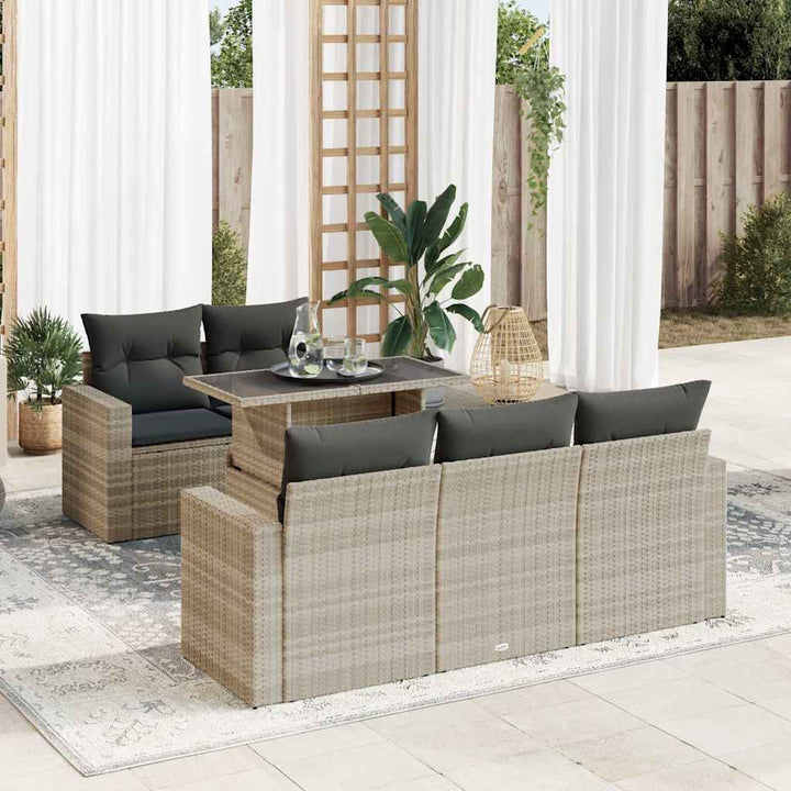 Set Mobilier De Grădină Cu Perne, 6 Piese, , Poliratan
