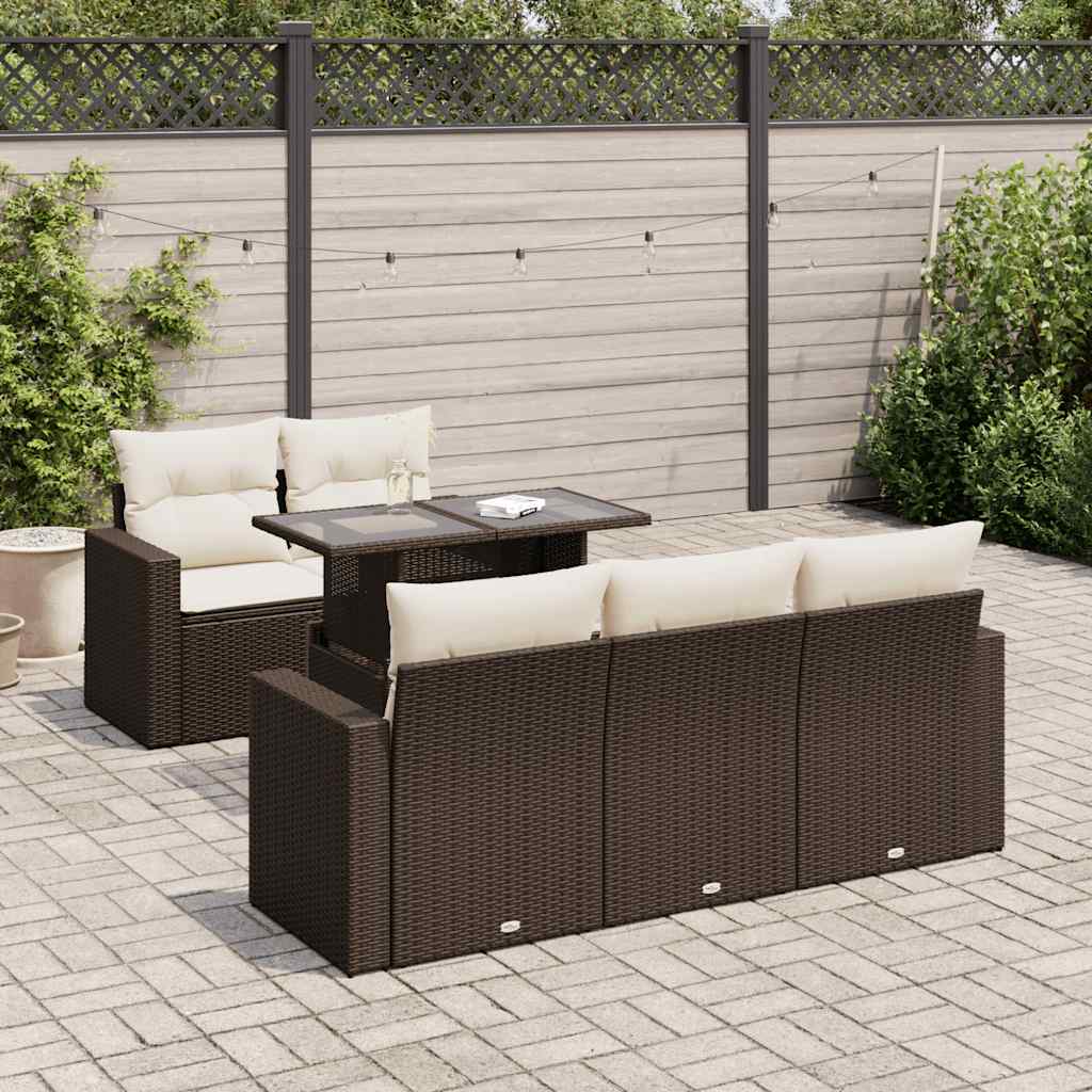 Set Mobilier De Grădină Cu Perne, 6 Piese, , Poliratan