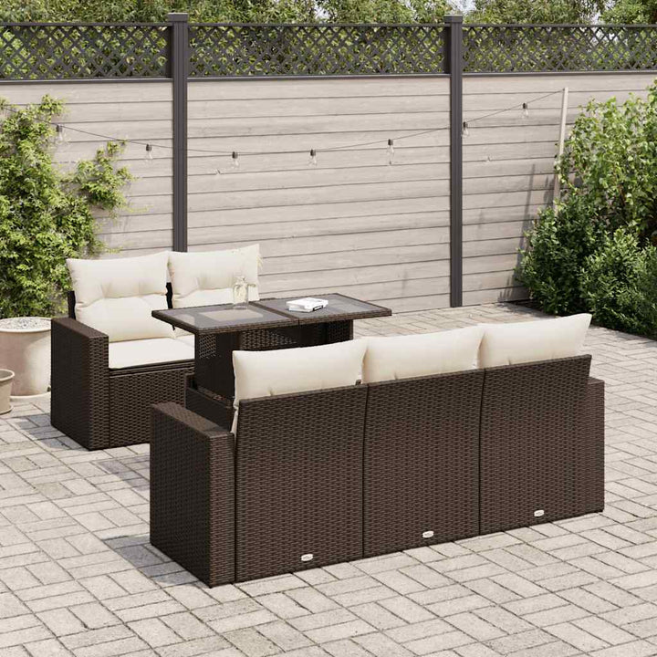 Set Mobilier De Grădină Cu Perne, 6 Piese, , Poliratan