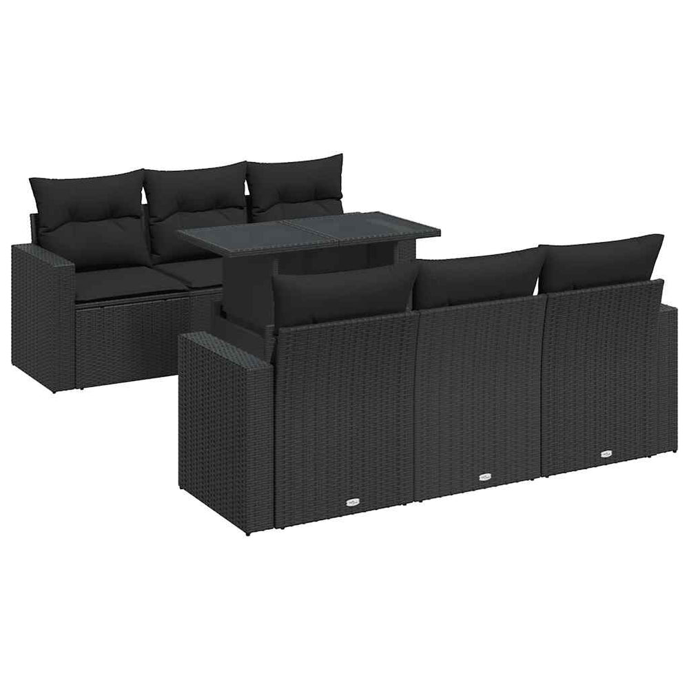 Set Canapele De Grădină Cu Perne, 7 Piese, , Poliratan