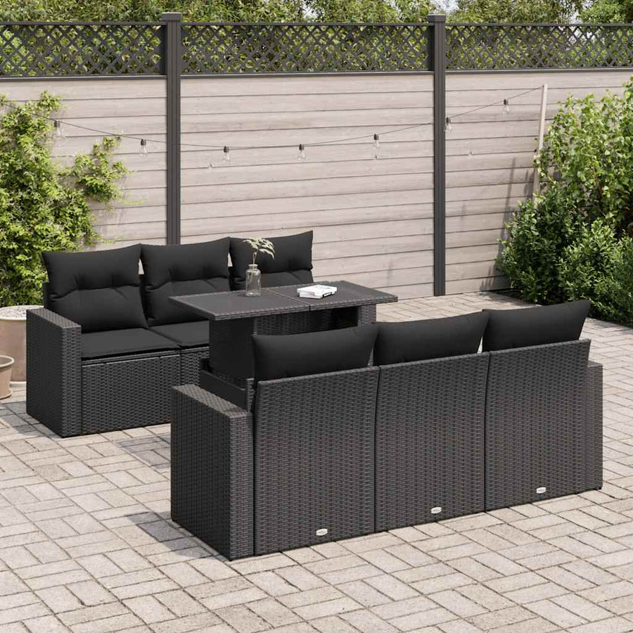 Set Canapele De Grădină Cu Perne, 7 Piese, , Poliratan